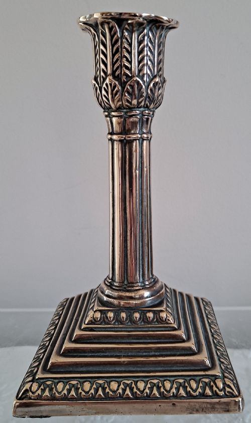 ANTIQUE ENGLISH VICTORIAN SILVER PLATED DESK CANDLESTICK - ADDITIONAL PHOTO 3