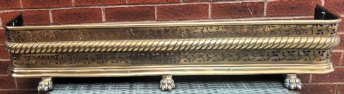 Antique English Victorian Pierced Brass Fender