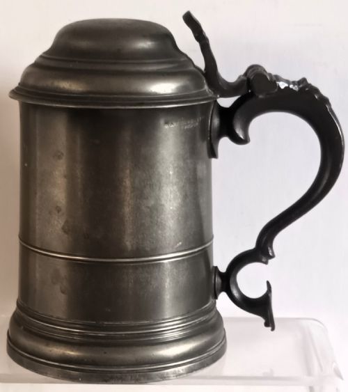 ANTIQUE ENGLISH VICTORIAN QUART PEWTER TANKARD WATTS HARTON