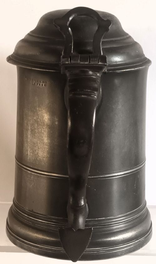ANTIQUE ENGLISH VICTORIAN QUART PEWTER TANKARD WATTS HARTON - ADDITIONAL PHOTO 1