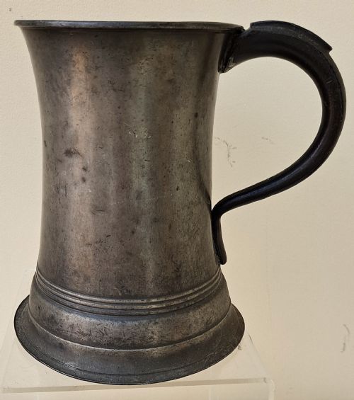 Antique Victorian Pewter Quart Concave Mug