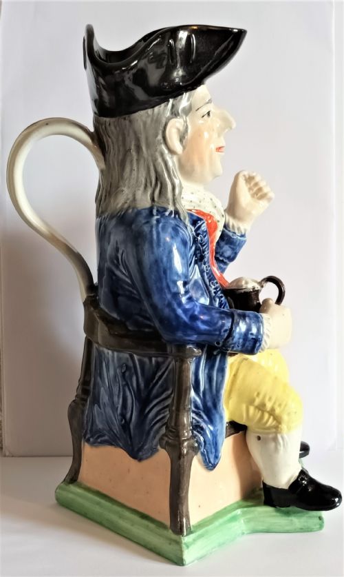 ANTIQUE ENGLISH VICTORIAN STAFFORDSHIRE POTTERY SQUIRE TOBY JUG - ADDITIONAL PHOTO 3