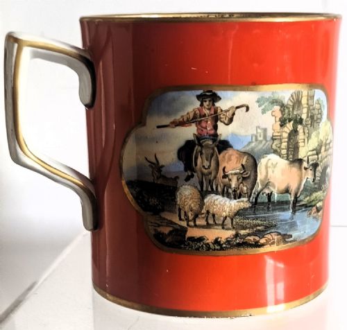 ANTIQUE ENGLISH VICTORIAN PRATTWARE HALF PINT POTTERY MUG - ADDITIONAL PHOTO 2