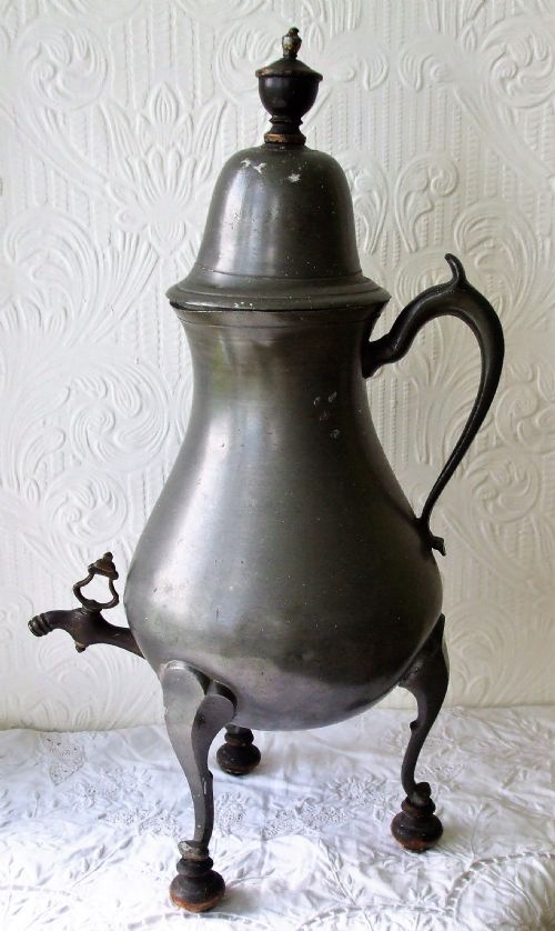 ANTIQUE DUTCH OR ENGLISH GEORGIAN PEWTER COFFEE URN
