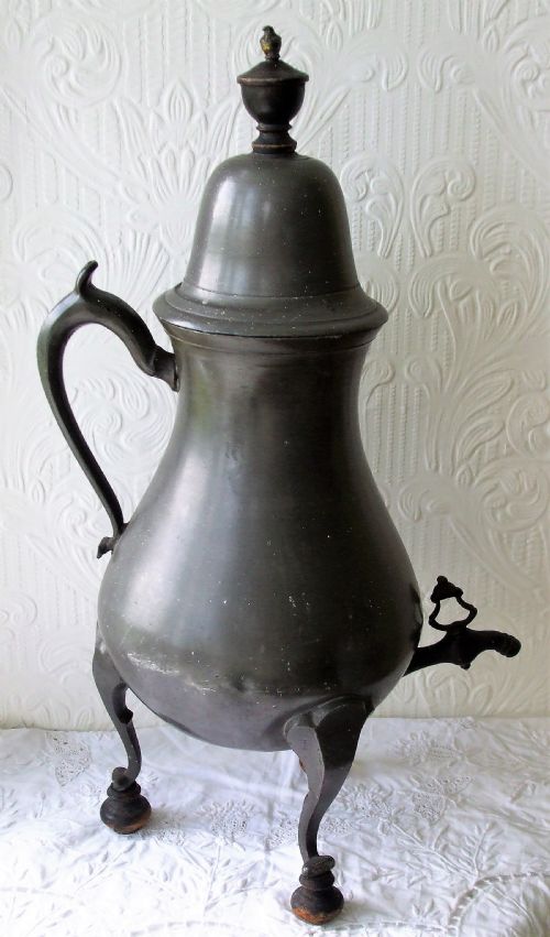 ANTIQUE DUTCH OR ENGLISH GEORGIAN PEWTER COFFEE URN - ADDITIONAL PHOTO 2