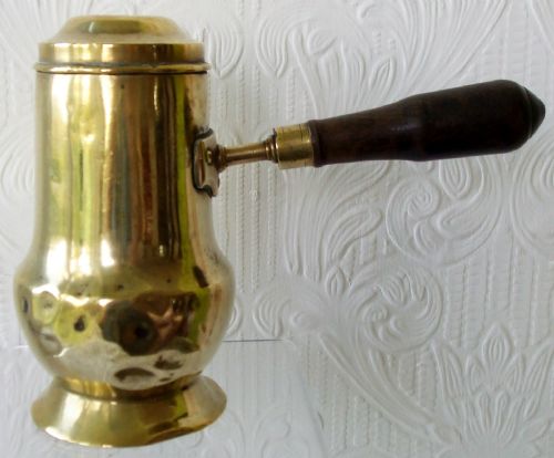 ANTIQUE DUTCH OR ENGLISH GEORGIAN BRASS CHOCOLATE POT - ADDITIONAL PHOTO 1