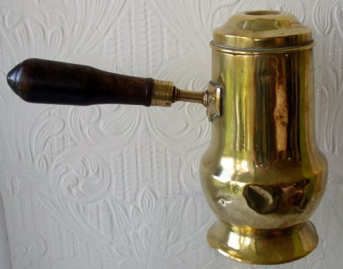 ANTIQUE DUTCH OR ENGLISH GEORGIAN BRASS CHOCOLATE POT - ADDITIONAL PHOTO 3