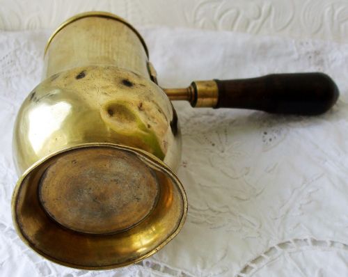 ANTIQUE DUTCH OR ENGLISH GEORGIAN BRASS CHOCOLATE POT - ADDITIONAL PHOTO 5