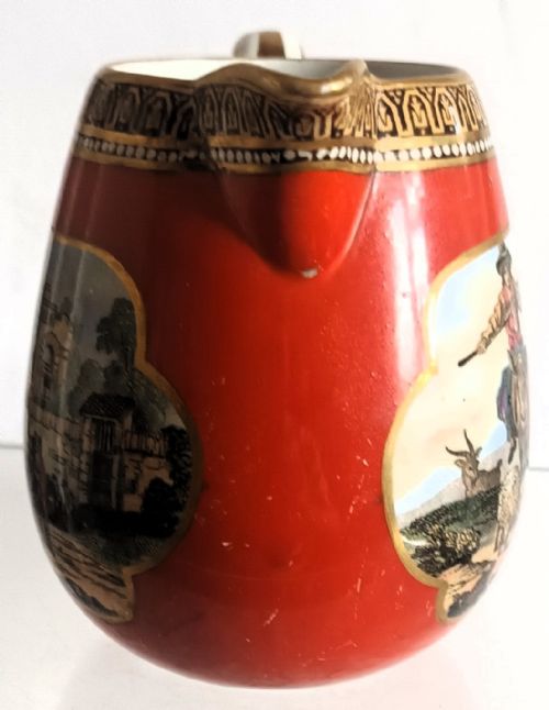 ANTIQUE ENGLISH VICTORIAN PRATTWARE POTTERY CREAM JUG - ADDITIONAL PHOTO 3