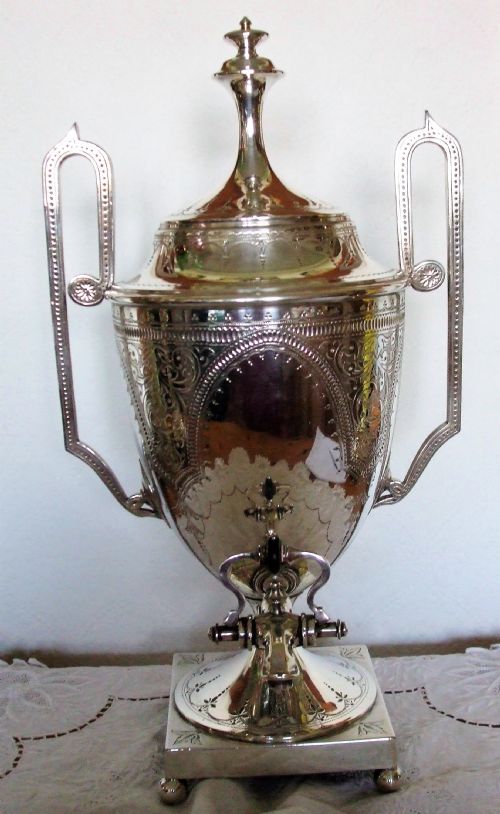 Antique English Edwardian Walker & Hall Silver Plated Samovar