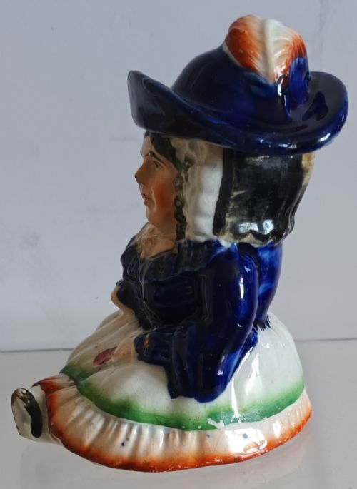 PAIR OF ANTIQUE VICTORIAN GAUDY WELSH LADY AND GENTLEMAN TOBACCO JARS - ADDITIONAL PHOTO 3