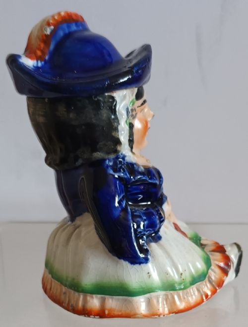 PAIR OF ANTIQUE VICTORIAN GAUDY WELSH LADY AND GENTLEMAN TOBACCO JARS - ADDITIONAL PHOTO 5