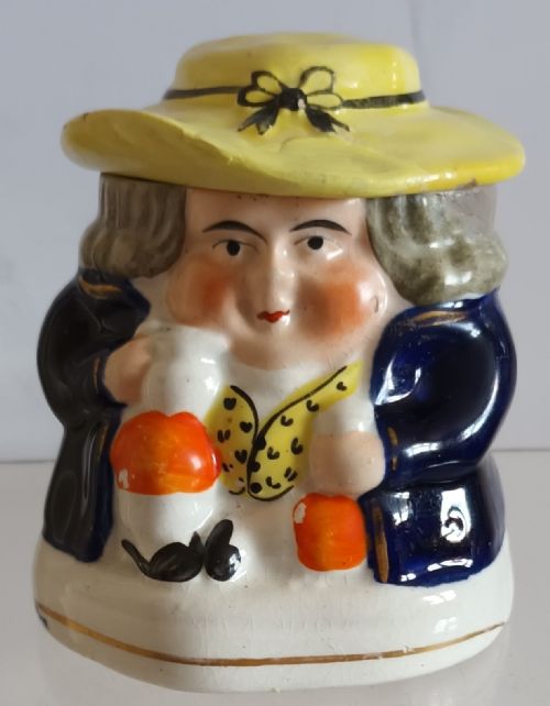 PAIR OF ANTIQUE VICTORIAN GAUDY WELSH LADY AND GENTLEMAN TOBACCO JARS - ADDITIONAL PHOTO 8