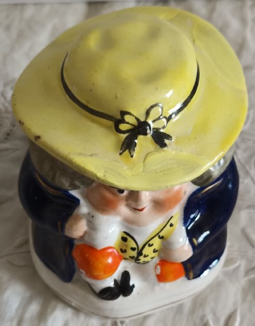 PAIR OF ANTIQUE VICTORIAN GAUDY WELSH LADY AND GENTLEMAN TOBACCO JARS - ADDITIONAL PHOTO 12
