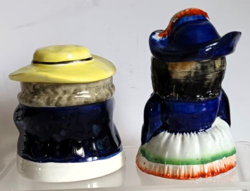 PAIR OF ANTIQUE VICTORIAN GAUDY WELSH LADY AND GENTLEMAN TOBACCO JARS - ADDITIONAL PHOTO 15