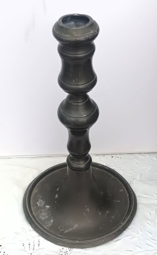 ANTIQUE ENGLISH STUART PEWTER CANDLESTICK - ADDITIONAL PHOTO 3