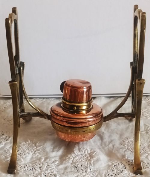 ANTIQUE ENGLISH VICTORIAN BRASS AND COPPER SPIRIT KETTLE WILLIAM SOUTTER SONS - ADDITIONAL PHOTO 5