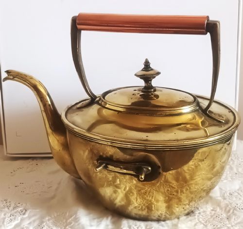 ANTIQUE ENGLISH VICTORIAN BRASS AND COPPER SPIRIT KETTLE WILLIAM SOUTTER SONS - ADDITIONAL PHOTO 6