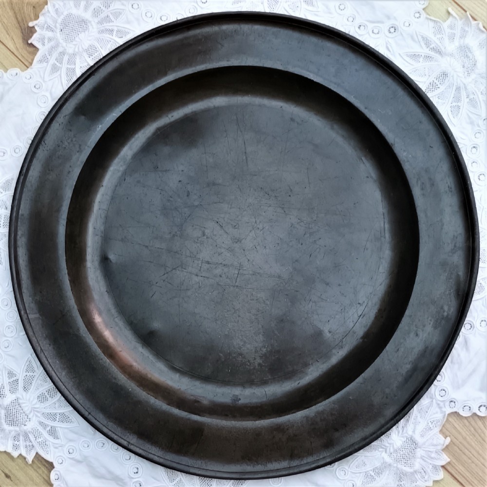 Antique English Georgian Pewter Dish / Charger ~ John Duncomb ~ Cotterell O.P. 1465