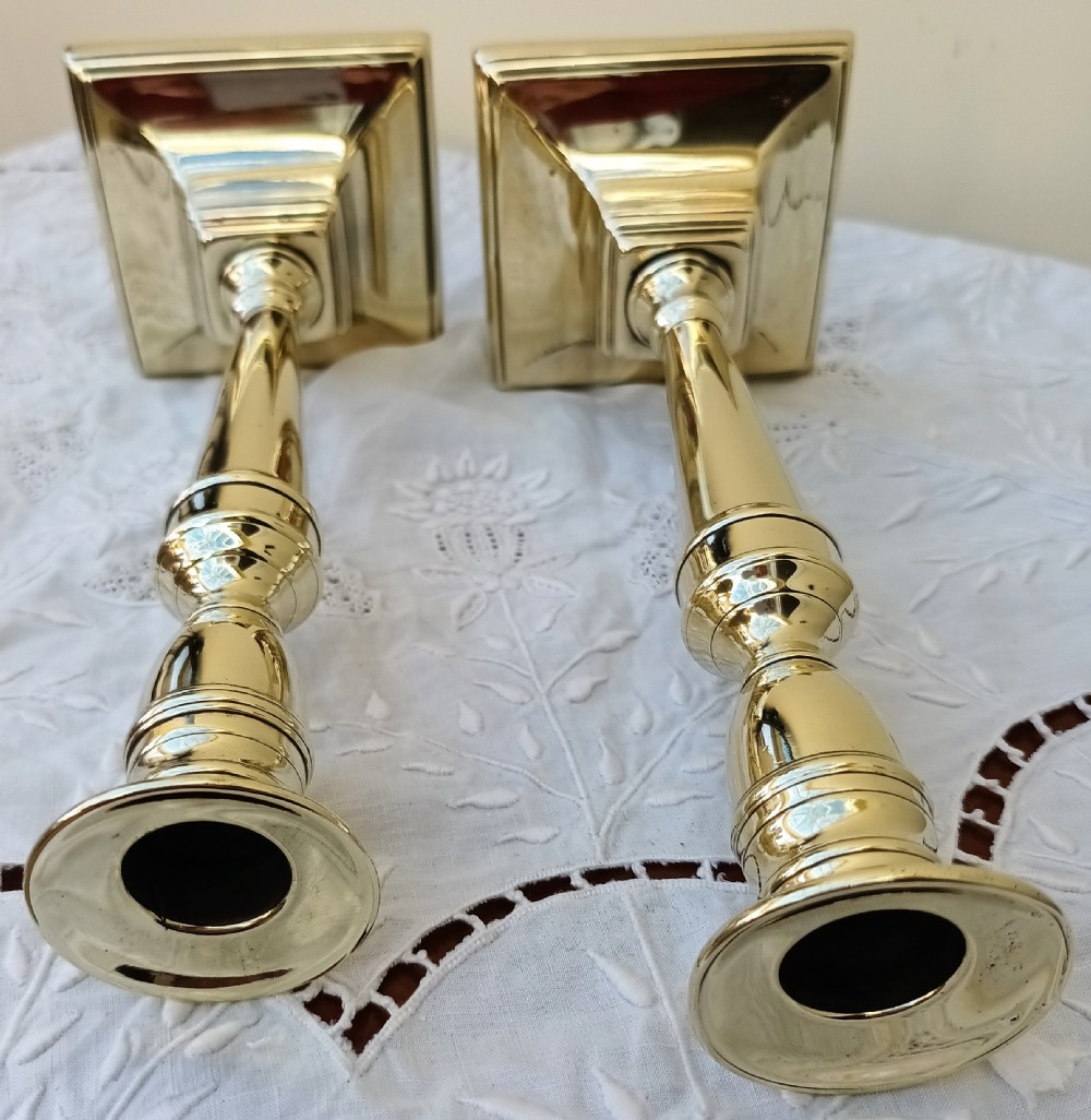 Pair of Antique English Georgian Brass Candlesticks View V