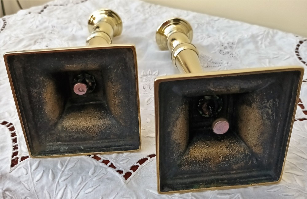 Pair of Antique English Georgian Brass Candlesticks View VI