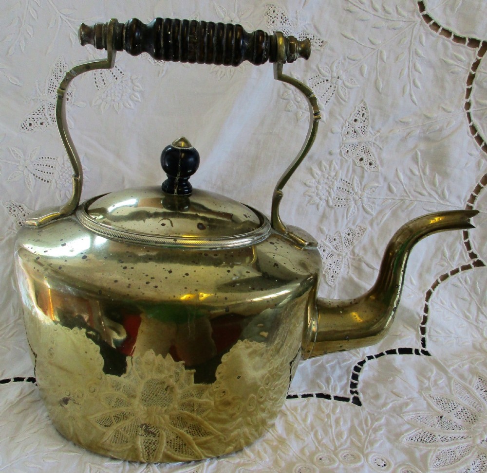 Antique English Georgian Brass Kettle ~ William Soutter & Sons View III
