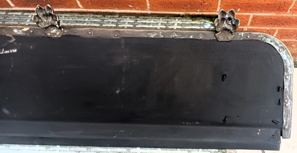 A Victorian pierced brass fireplace fender with central rope-twist moulding, pierced fretwork bands, and cast paw feet. View XIII