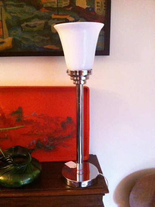 Tall Art Deco Desk Lamp in Chrome