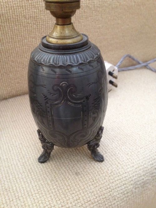 Napoleon III Oval Shaped Lamp in Pewter