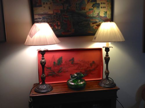 Pair William IV Table Lamps in Bronze