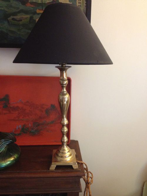 Edwardian Tall Table Lamp in Brass