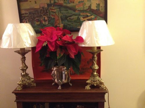 Pair Napoleon III Bronze Altar Table Lamps Converted