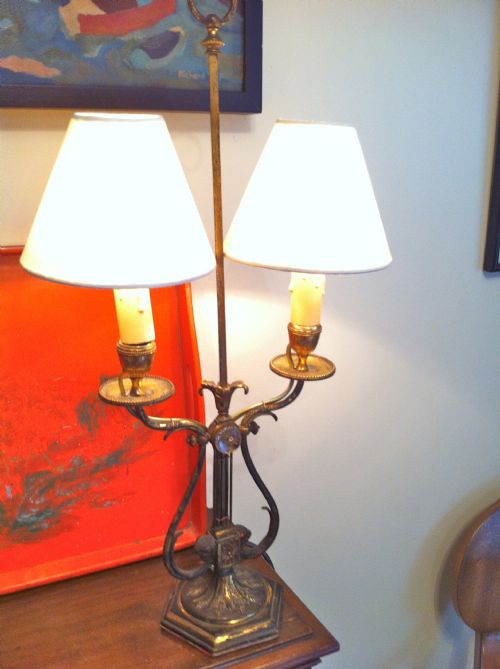 1900 French Console or Desk Lamp in Bronze