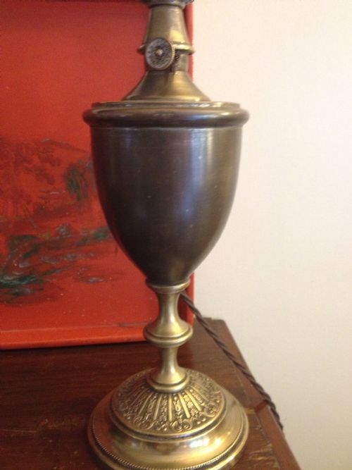 1800 French Oil Lamp Pigeon Converted Pewter on Bronze