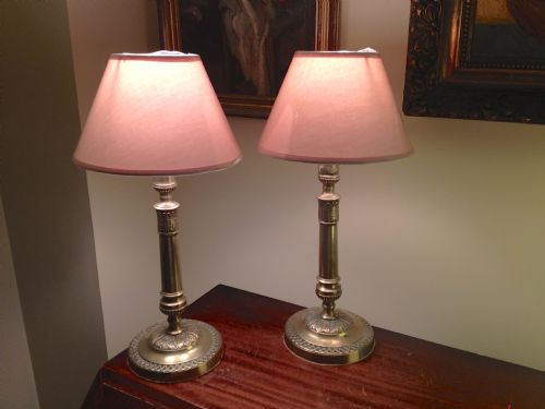 Pair Empire Console Lamps in Bronze