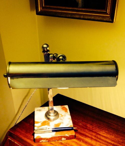 Art Deco Adjustable Desk Lamp Chrome and Granite