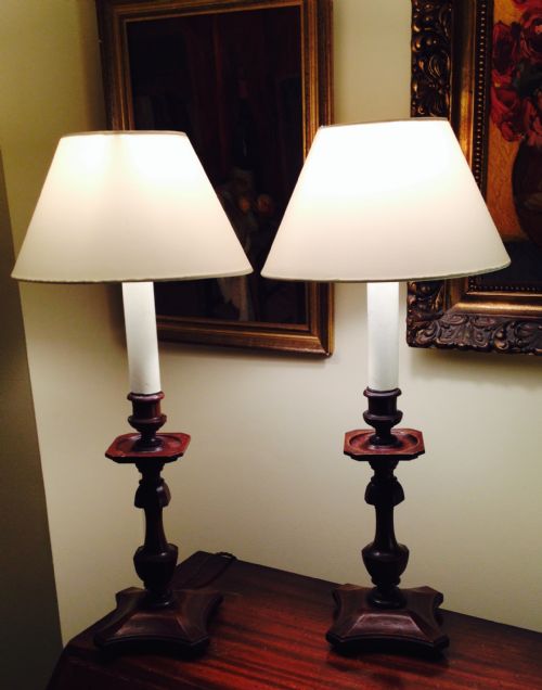 1900 Table Lamps in Mahogany