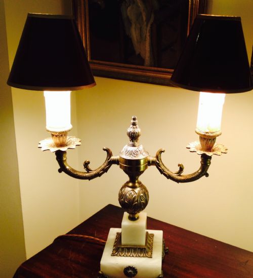 Napoleon III Twin Branch Candelabras Gilt Bronze on Marble