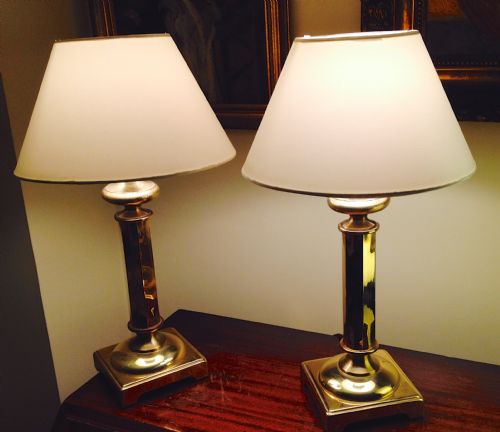 Pair Classic Table Lamps Brass
