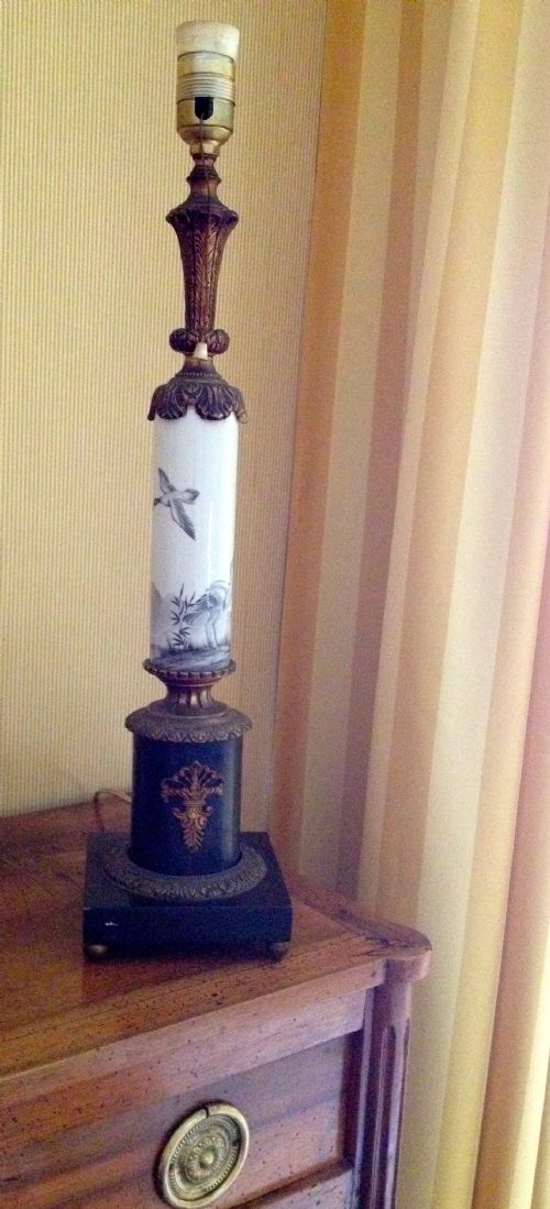 Imposing  Empire Table Lamp Porcelain and Bronze