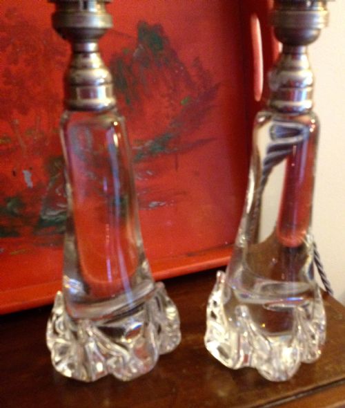 Pair 1940 Baccarat Dressing Table Lamps 
