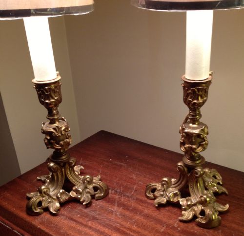Fine Quality Pair Victorian Ormolu Table Lamps