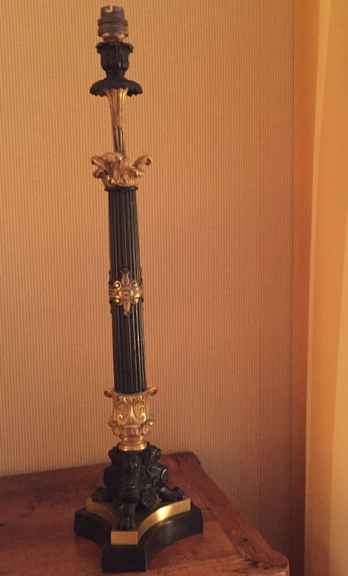 Handsome Empire Style Table Lamp Bronze and Brass