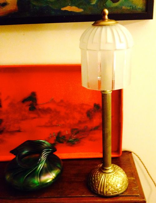 1920 Desk Lamp Bronze and Frosted Glass