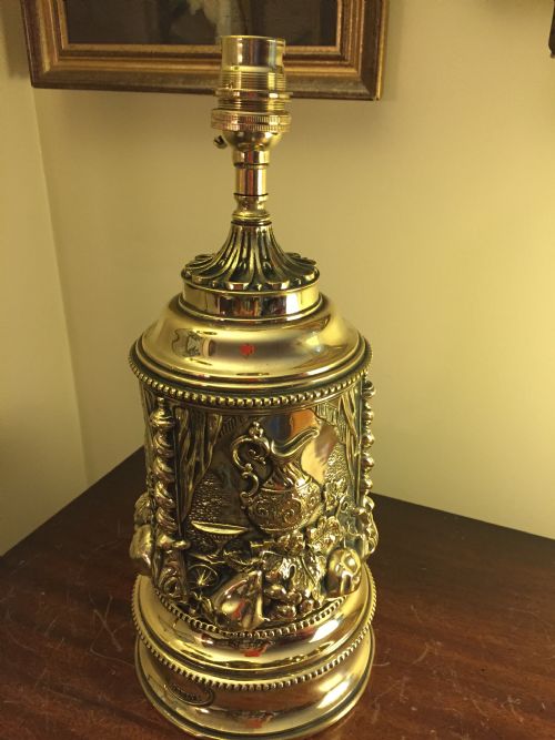 NAPOLEON III CONVERTED OIL LAMP BRASS STAMPED - ADDITIONAL PHOTO 1