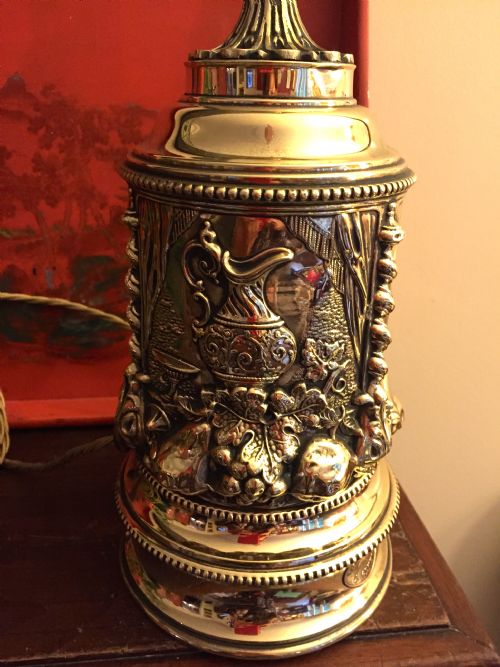 NAPOLEON III CONVERTED OIL LAMP BRASS STAMPED - ADDITIONAL PHOTO 4