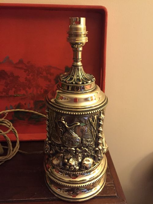 NAPOLEON III CONVERTED OIL LAMP BRASS STAMPED - ADDITIONAL PHOTO 5