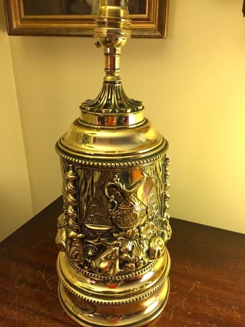 NAPOLEON III CONVERTED OIL LAMP BRASS STAMPED - ADDITIONAL PHOTO 8