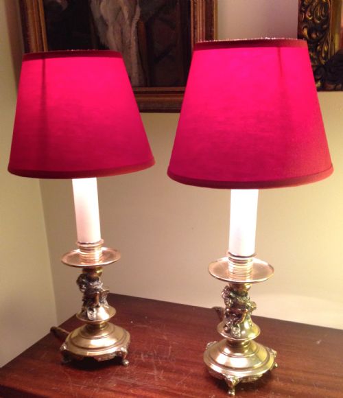 Pair 1800 Aesthetic Movement Table Lamps
