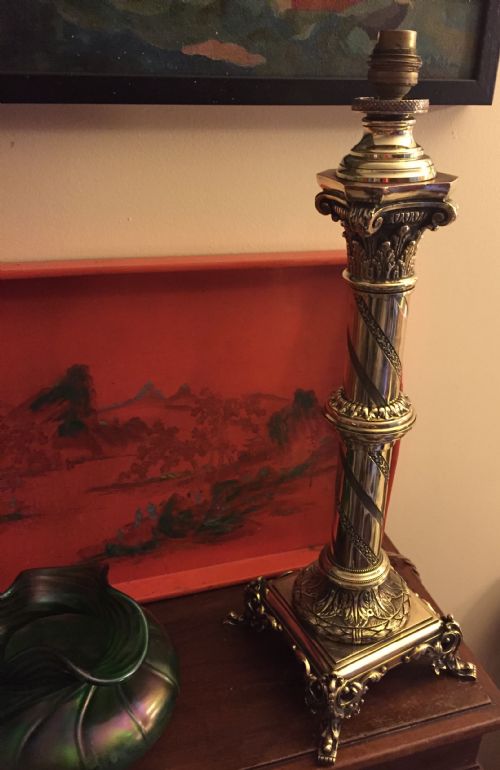 Spectacular 19th Century French Column Table Lamp